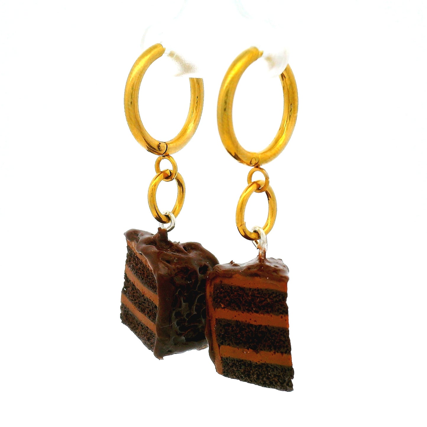 Handmade Chocolate Cake Slice Earrings