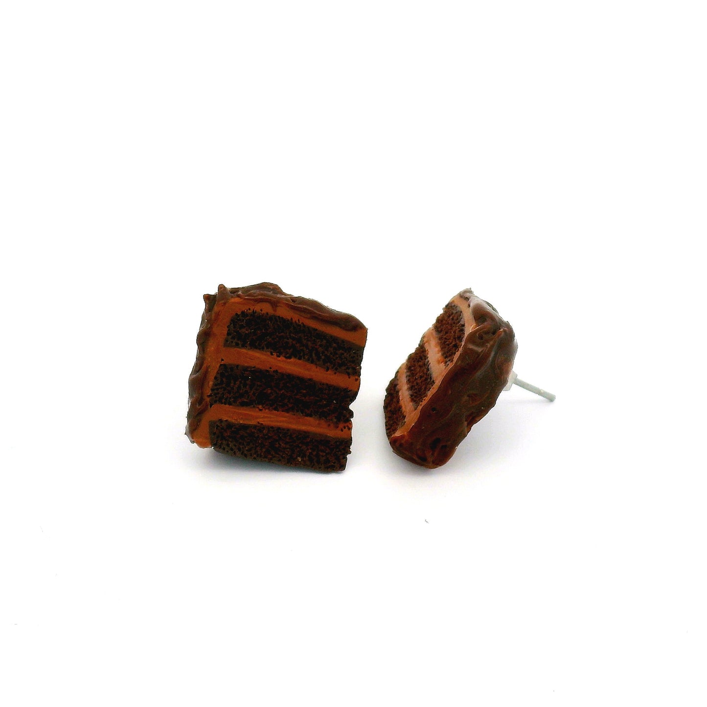 Handmade Chocolate Cake Slice Stud Earrings