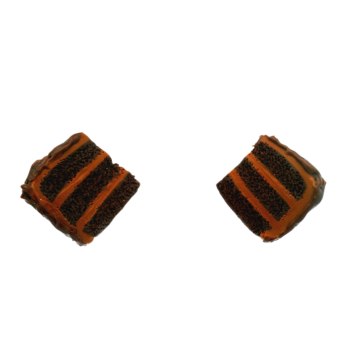 Handmade Chocolate Cake Slice Stud Earrings