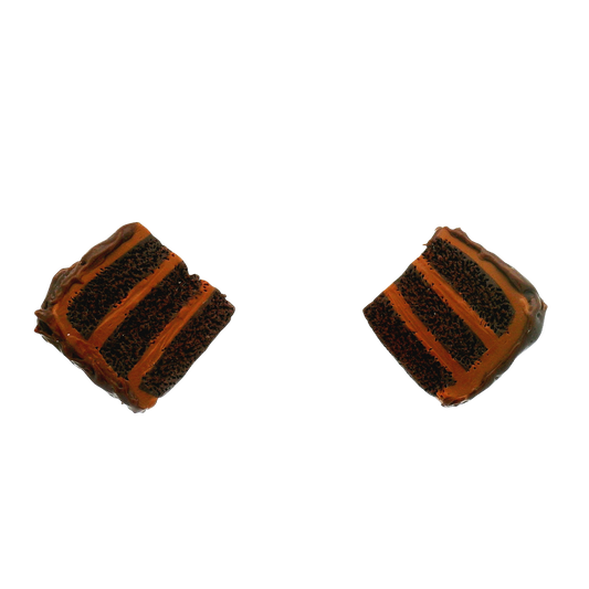 Handmade Chocolate Cake Slice Stud Earrings