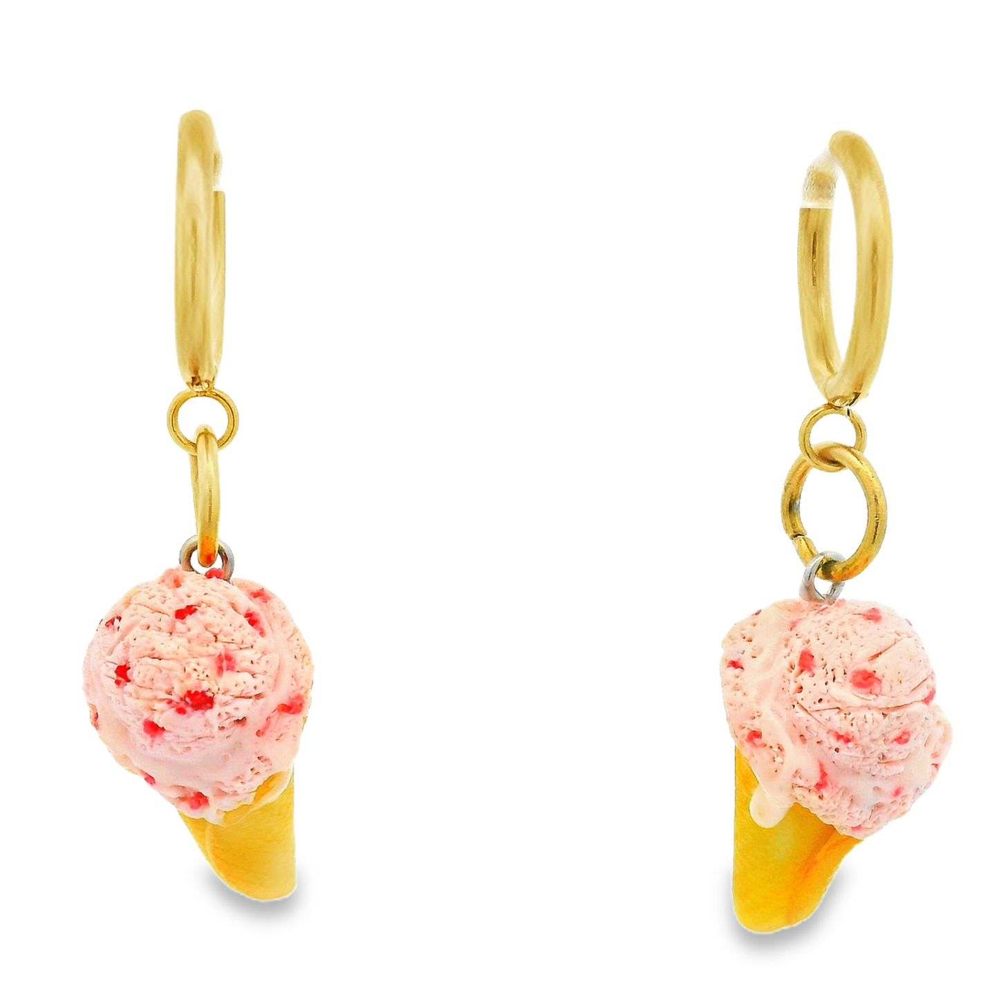 Handmade Strawberry Ice Cream Cone Earrings
