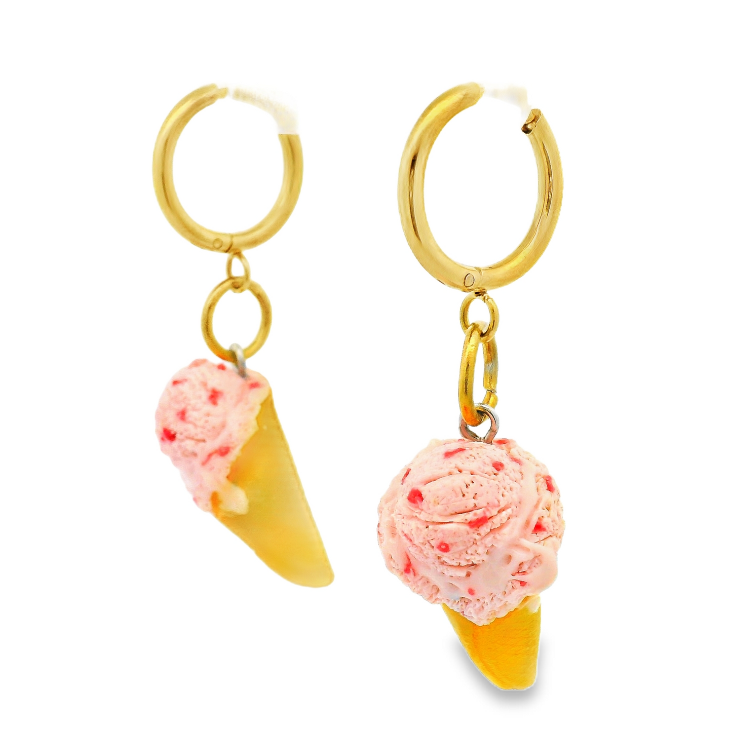 Handmade Strawberry Ice Cream Cone Earrings