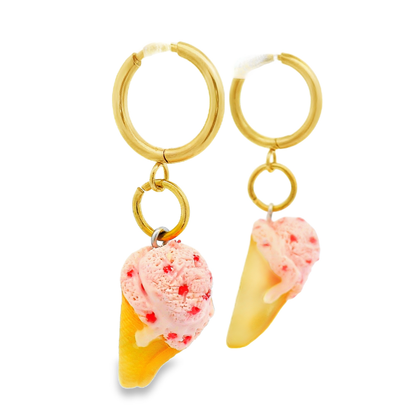 Handmade Strawberry Ice Cream Cone Earrings