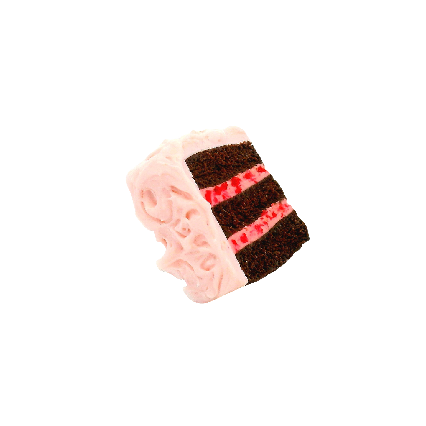 Handmade Strawberry Chocolate Cake Slice Pin