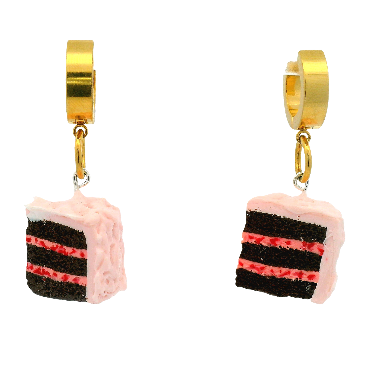 Handmade Strawberry Chocolate Cake Slice Earirngs