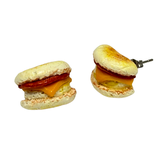 Handmade Egg Sandwich Stud Earrings
