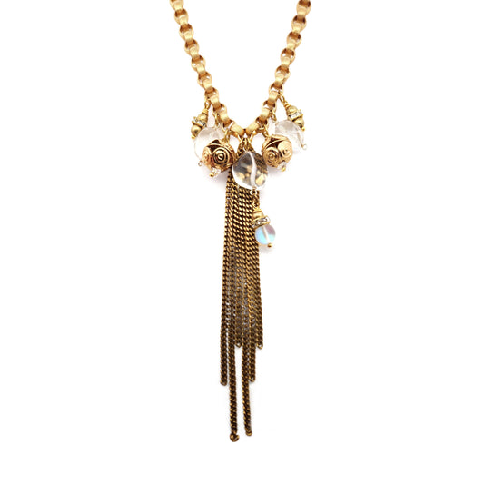 Brass Necklace with Cascading Chains