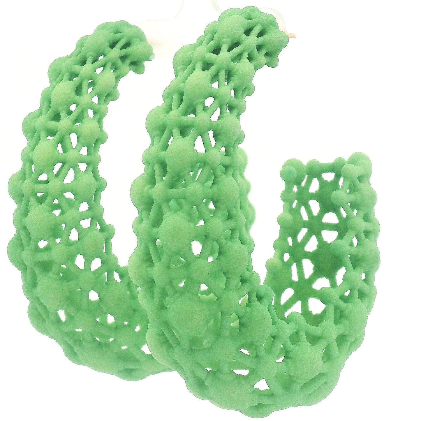 Big Green Lace Hoop Earrings