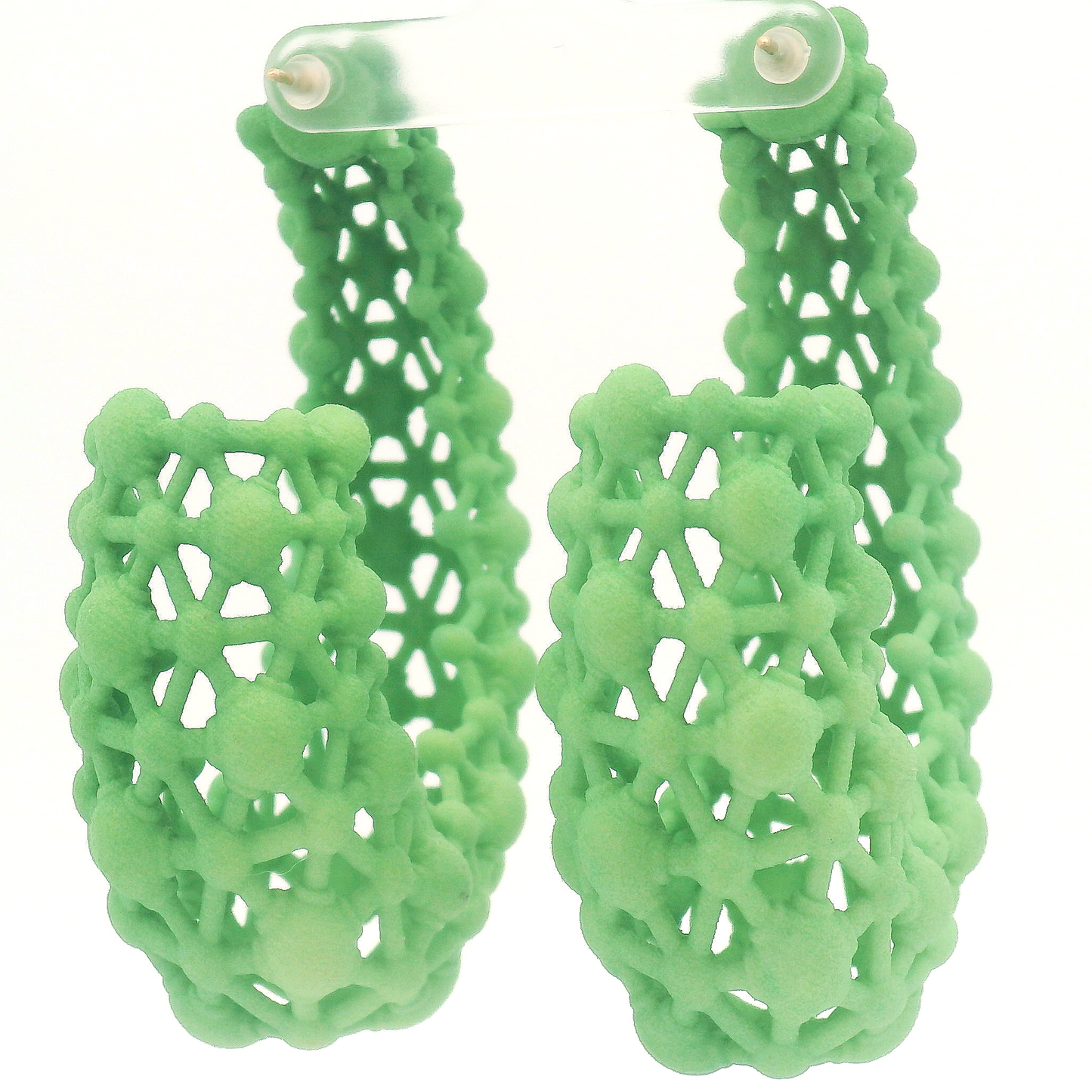 Big Green Lace Hoop Earrings