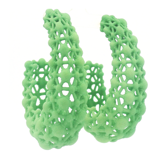 Big Green Lace Hoop Earrings