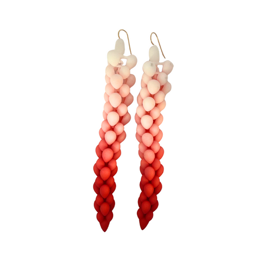 White & Red Petal Bubble Earrings
