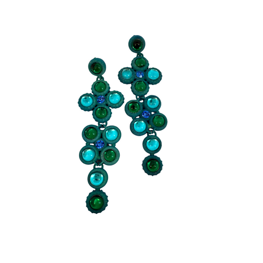 Blue & Green Glass Bubble Earrings