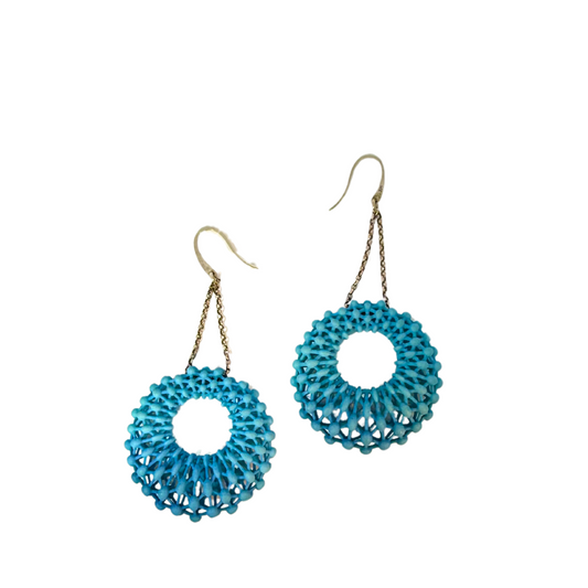 Small Blue Circle Lace Earrings