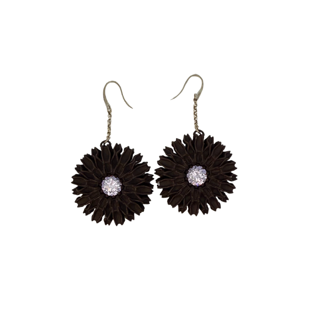 Black Chrysanthemum Earrings