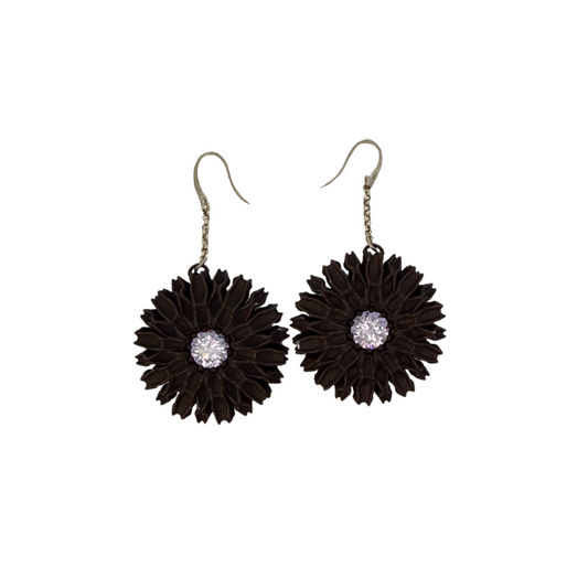 Black Chrysanthemum Earrings