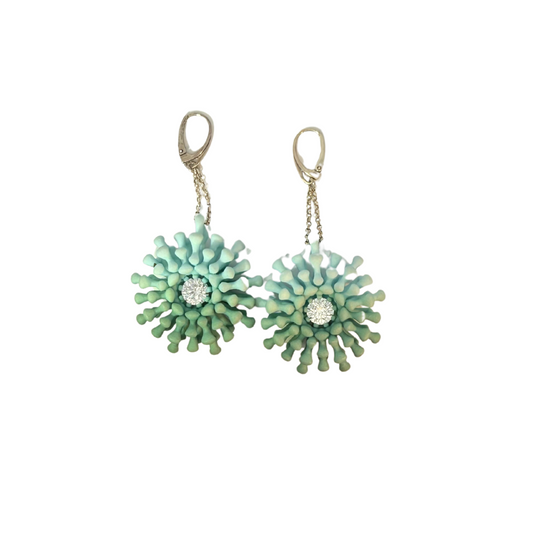 Green Alien Floral Earrings