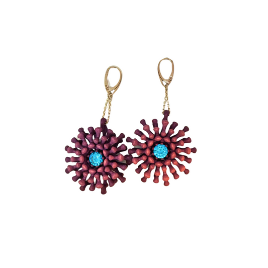 Purple Alien Floral Earrings