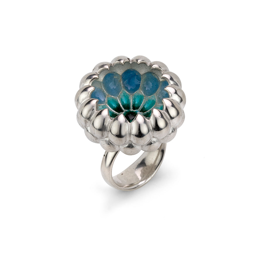 Silver & Enamel Bowl Ring