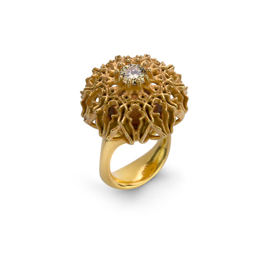 Alien & CZ Sculptural Ring