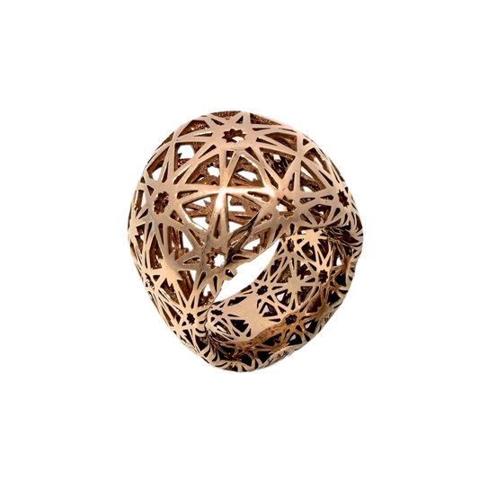 Rose Gold-Plated Sculptural Star Pattern Ring