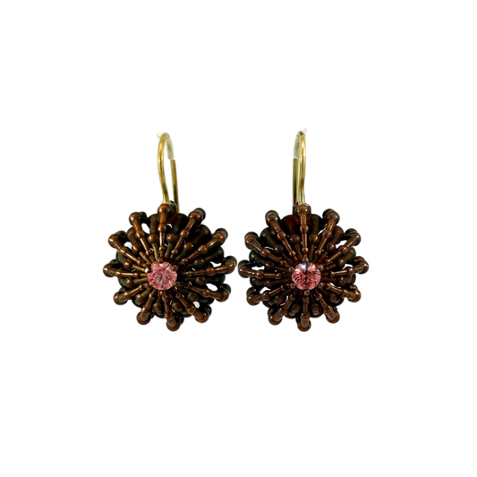 Copper Flower CZ Earrings