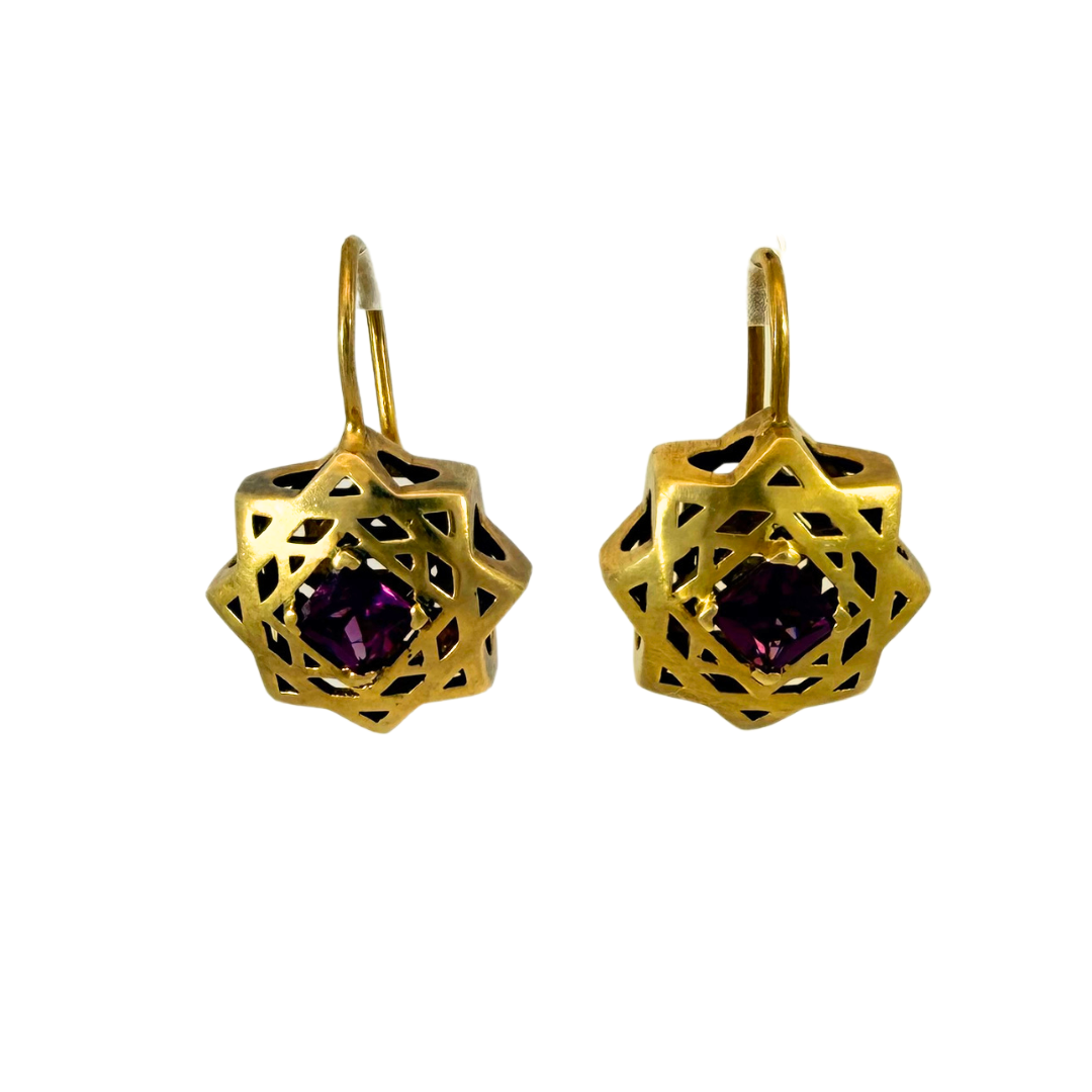 Sculptural Star & Garnet Earrings