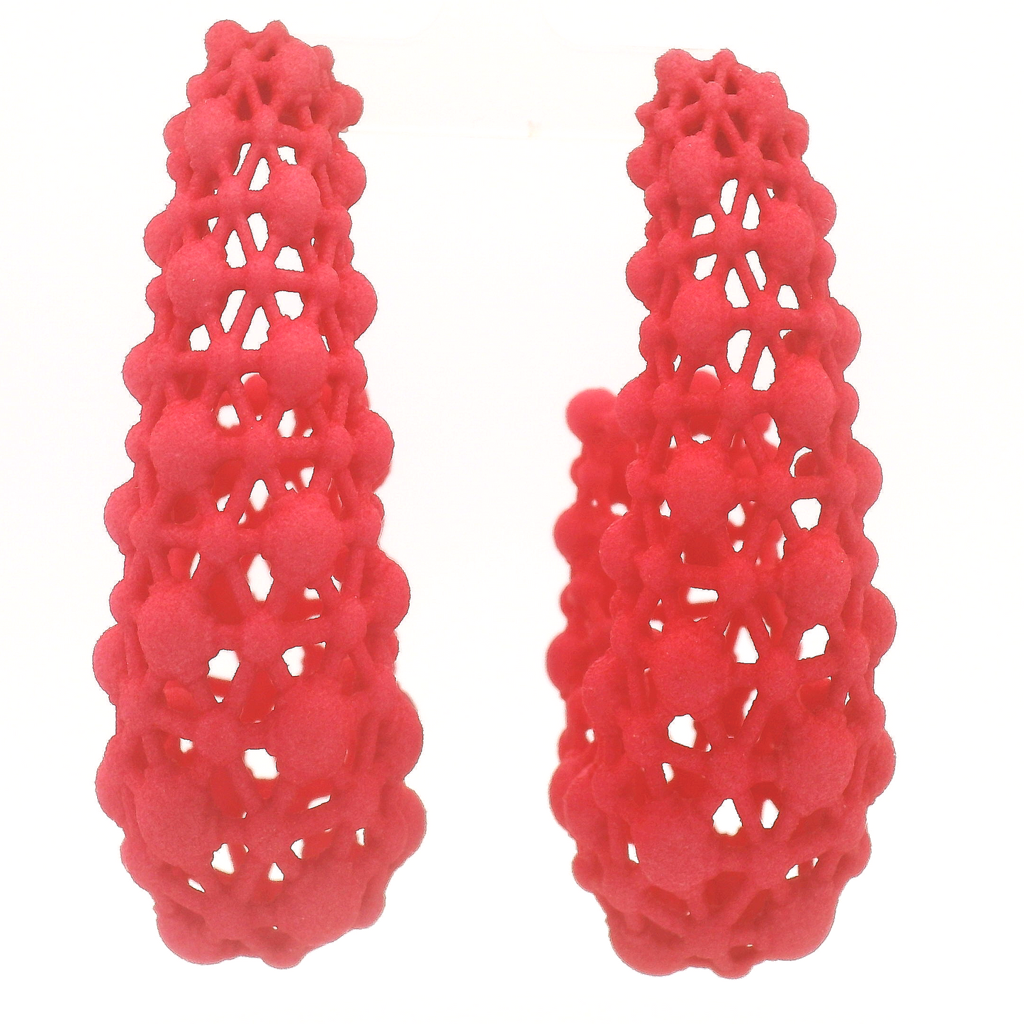 Big Neon Pink Lace Hoop Earrings