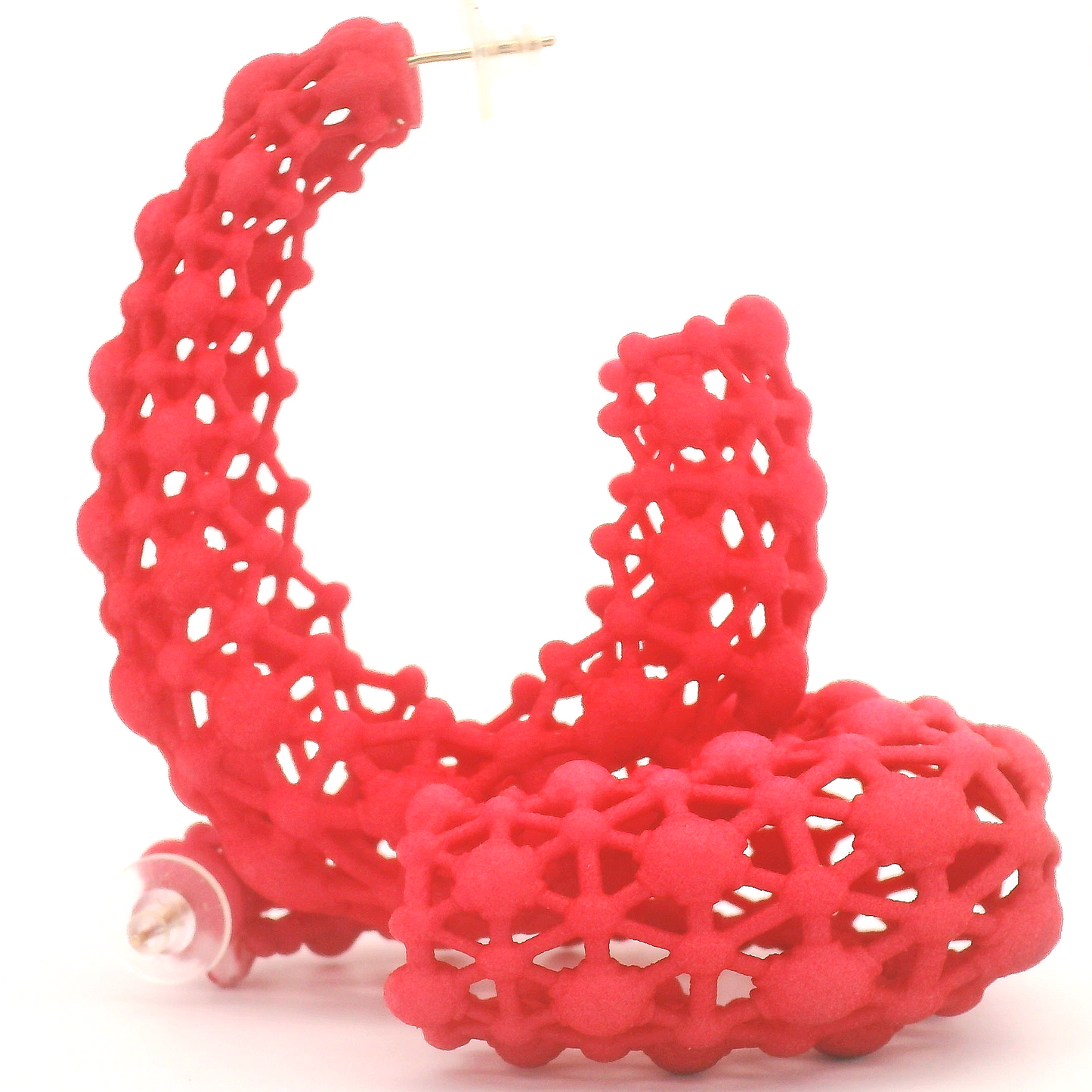 Big Neon Pink Lace Hoop Earrings