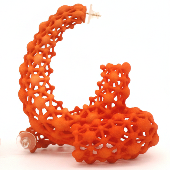 Big Orange Lace Hoop Earrings