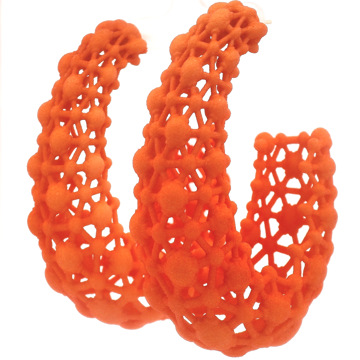 Big Orange Lace Hoop Earrings
