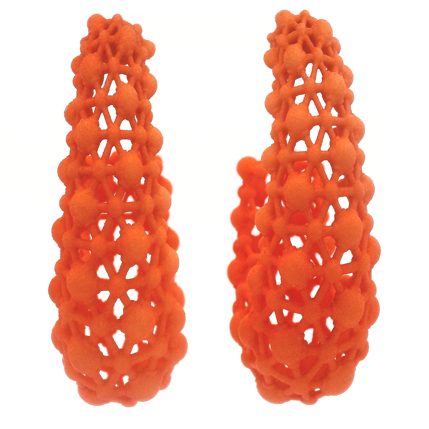 Big Orange Lace Hoop Earrings
