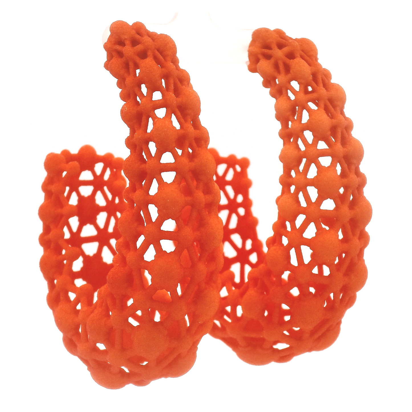 Big Orange Lace Hoop Earrings