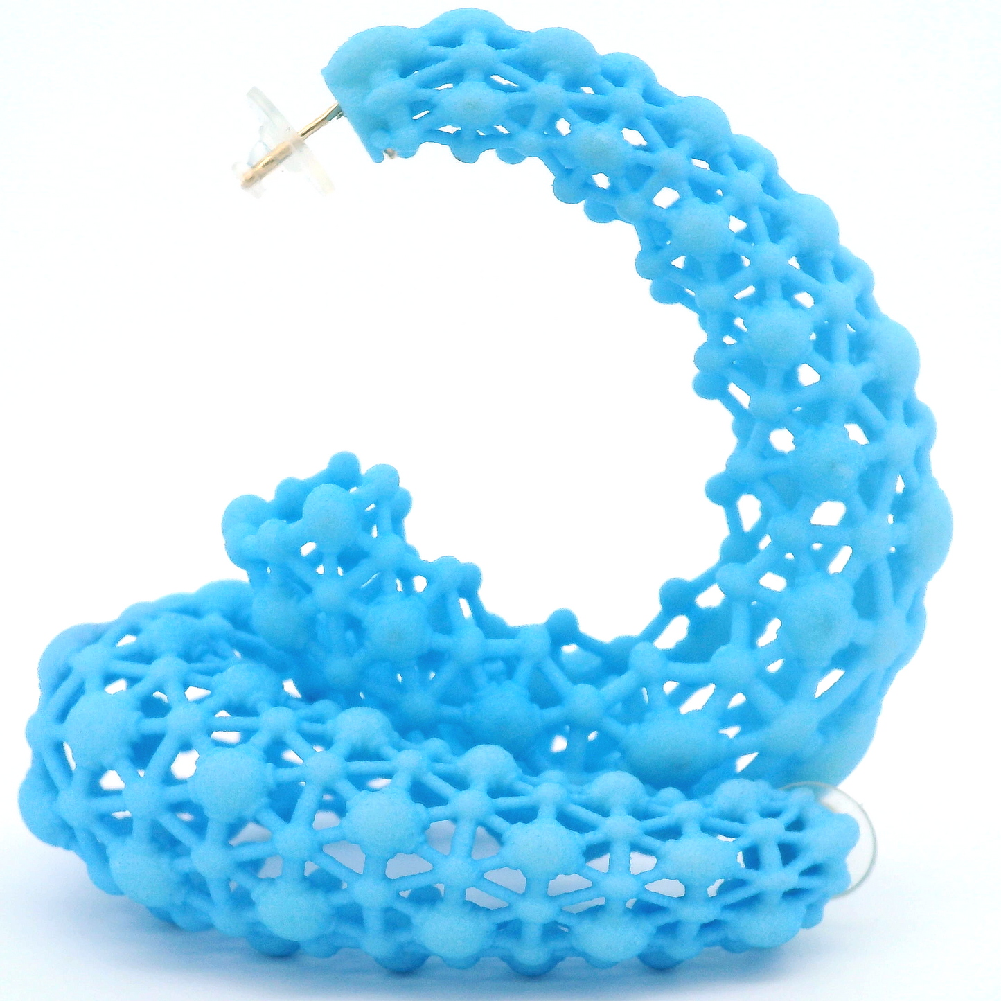 Big Blue Lace Hoop Earrings