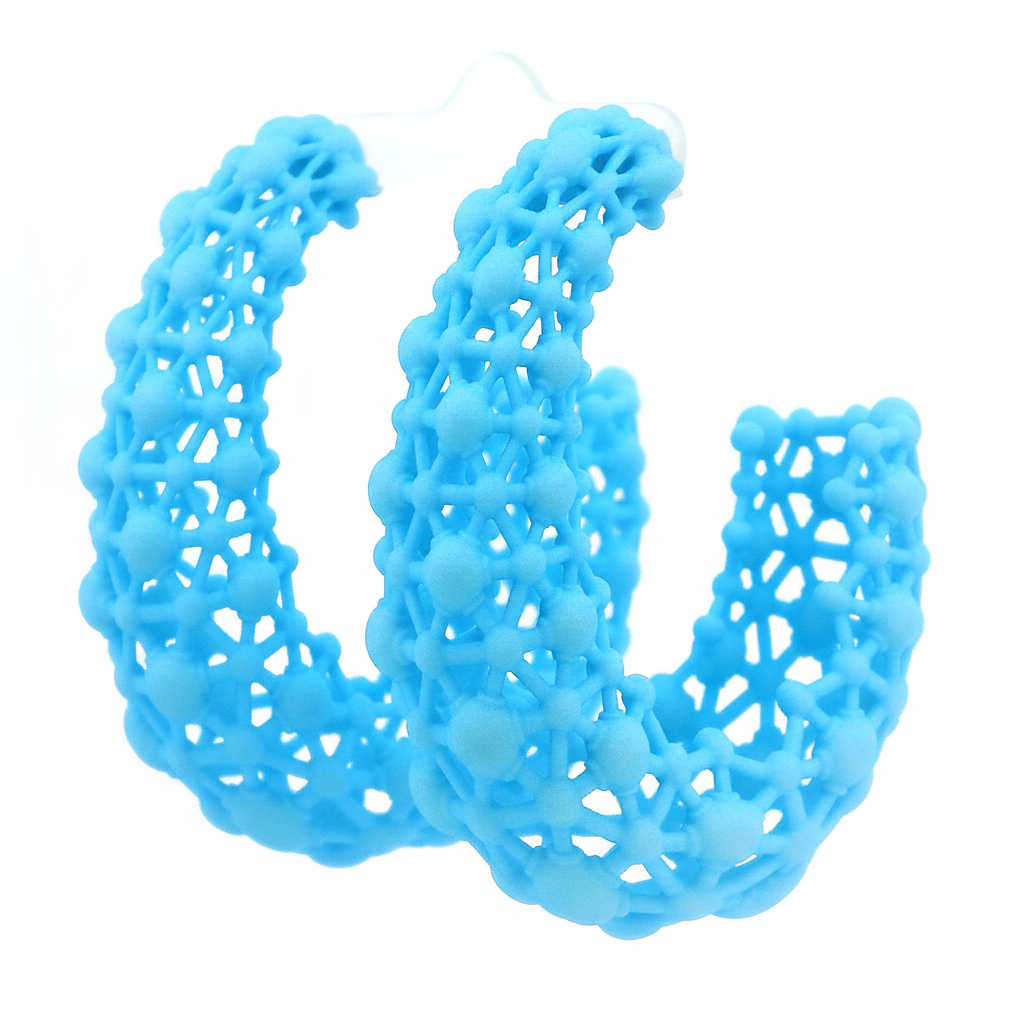 Big Blue Lace Hoop Earrings