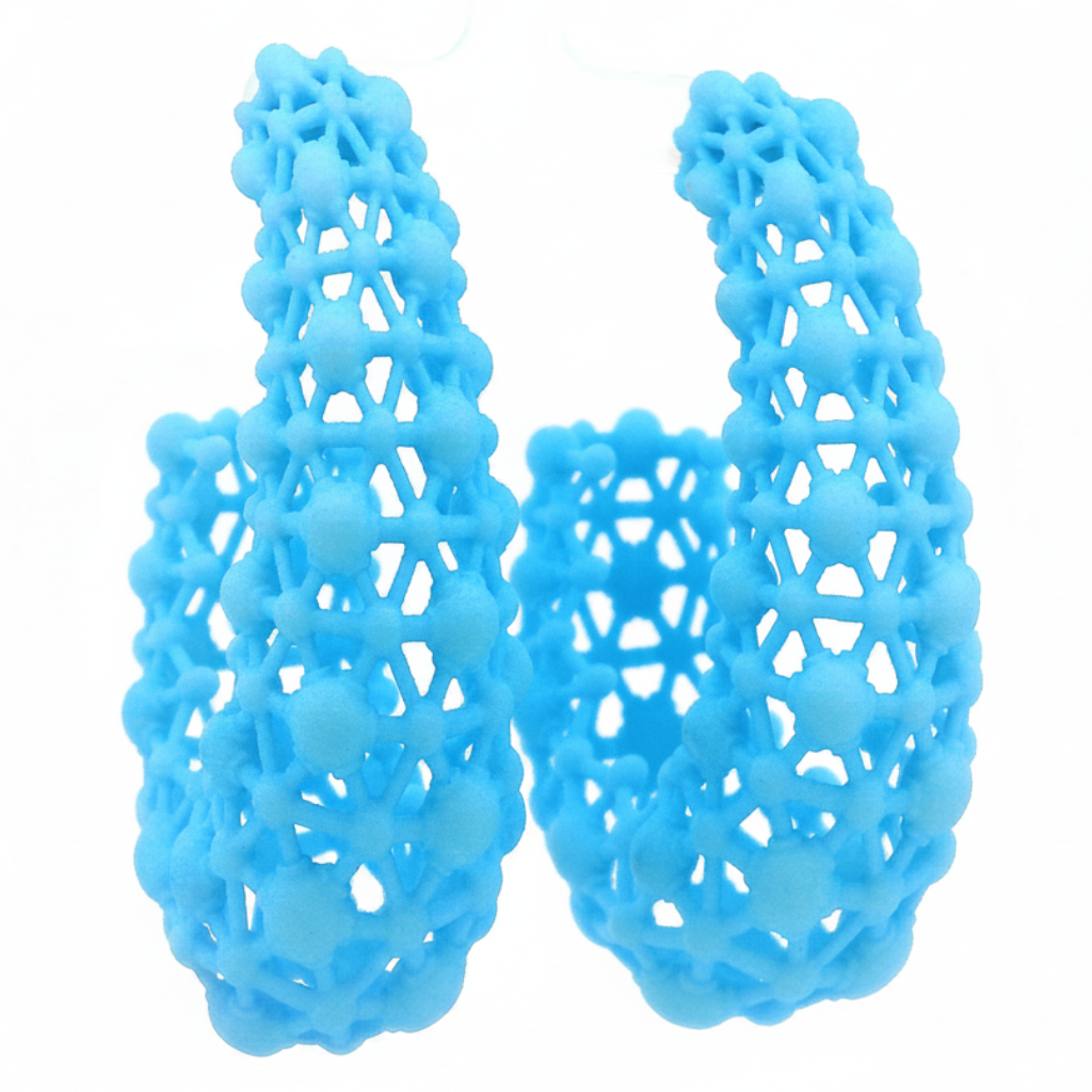 Big Blue Lace Hoop Earrings