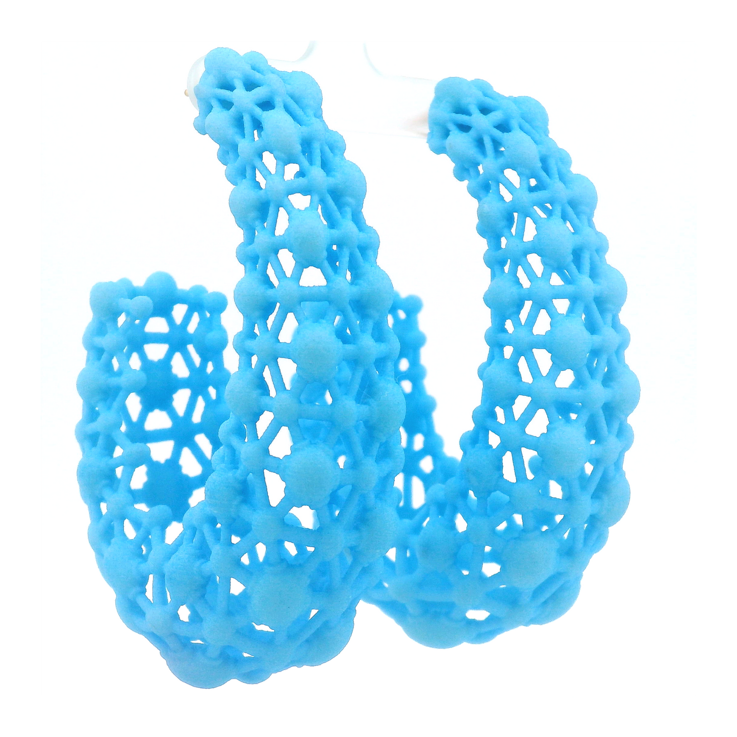 Big Blue Lace Hoop Earrings