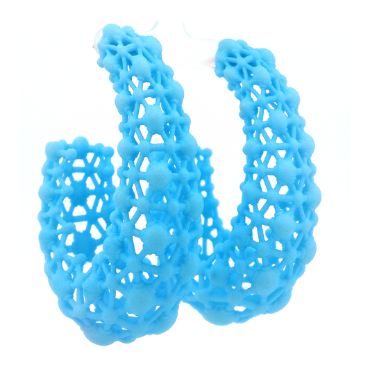 Big Blue Lace Hoop Earrings