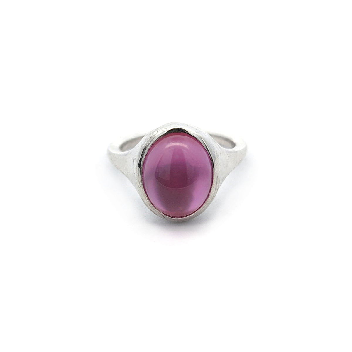 Sterling Silver Pink Lab-Grown Sapphire Bezel Ring