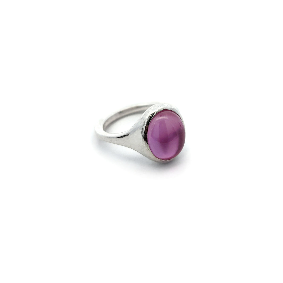 Sterling Silver Pink Lab-Grown Sapphire Bezel Ring