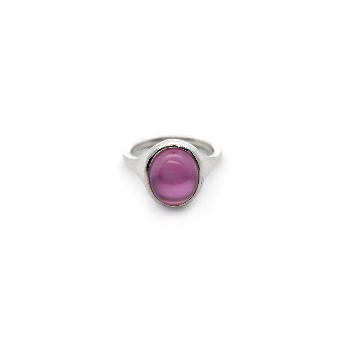 Sterling Silver Pink Lab-Grown Sapphire Bezel Ring