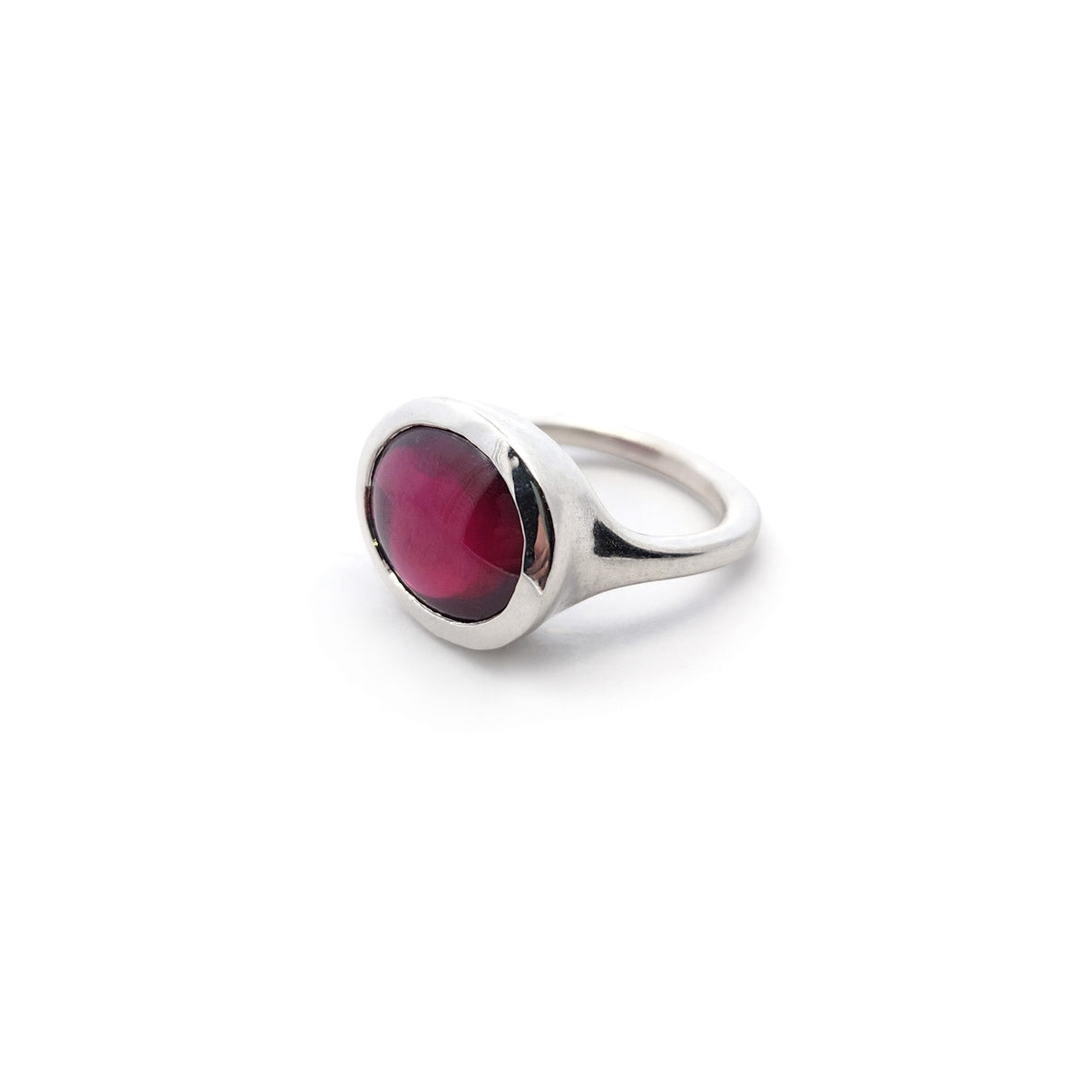 Sterling Silver Lab-Grown Ruby Bezel Ring