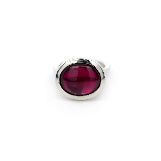 Sterling Silver Lab-Grown Ruby Bezel Ring