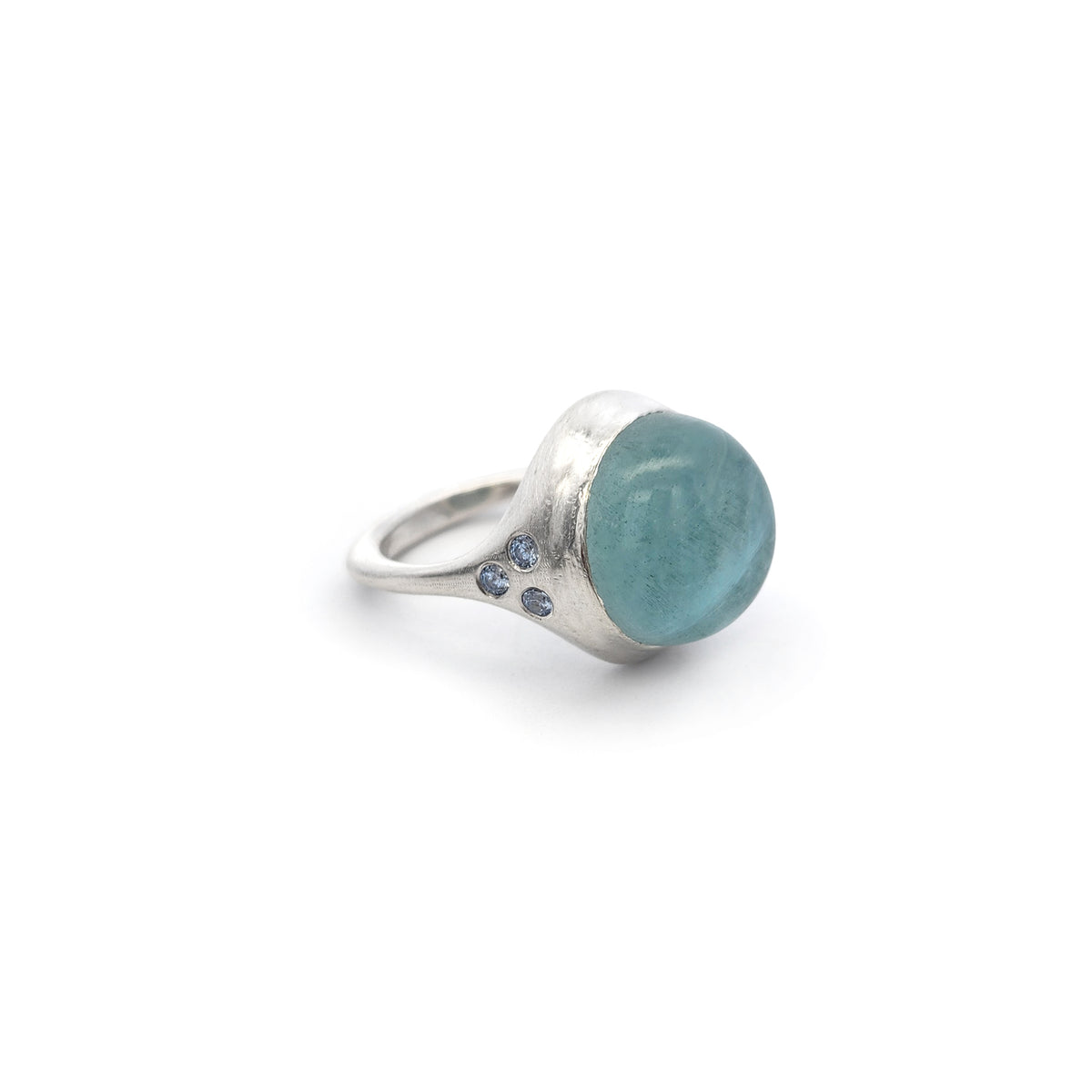Sterling Silver Aquamarine & Cubic Zirconia Ring