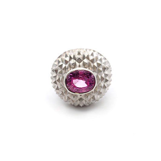 Sterling Silver Pink Sapphire Spiked Texture Ring
