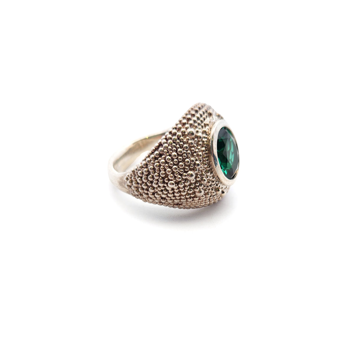 Sterling Silver Oval Green Lab-Grown Tourmaline Ring