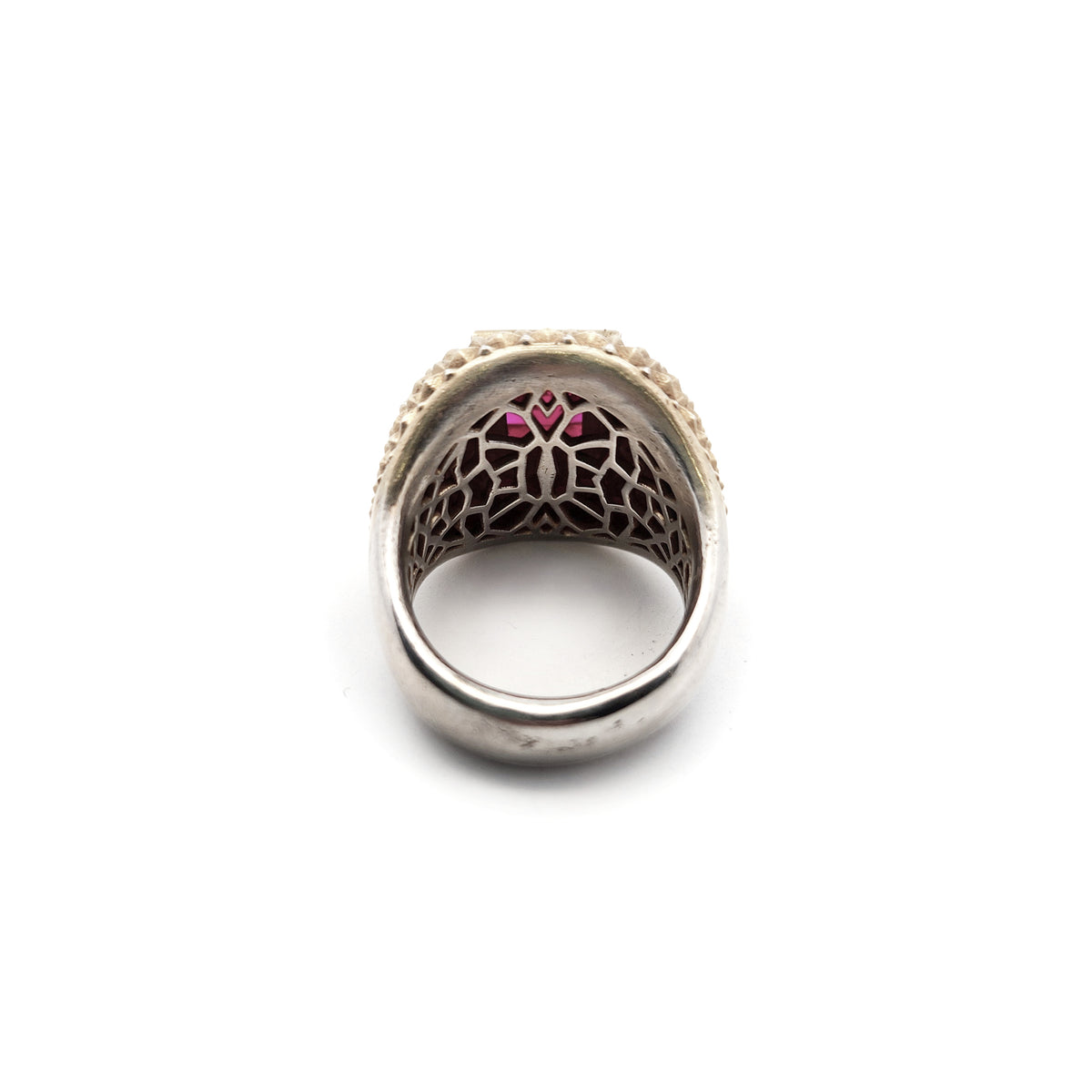 Gold-Plated & Sterling Silver Lab-Grown Ruby Spiked Texture Ring