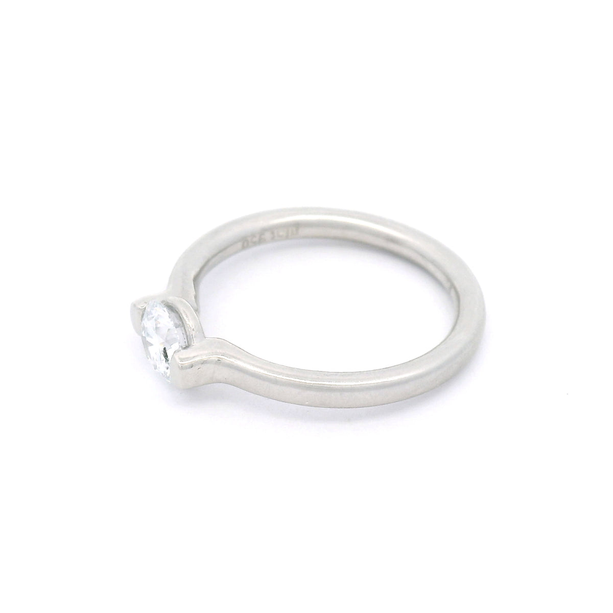 Platinum bar-set solitaire engagement ring with a 0.51ct lab-grown round brilliant-cut diamond, IF clarity, D colour and 2mm satin-finished band.