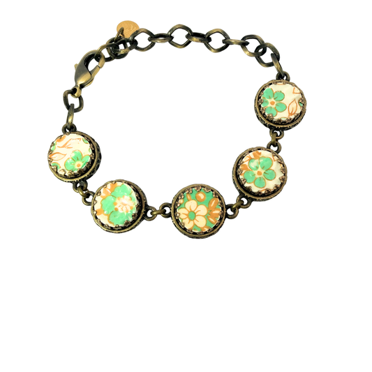Green Chain Link Bracelet with Bezel-Set China