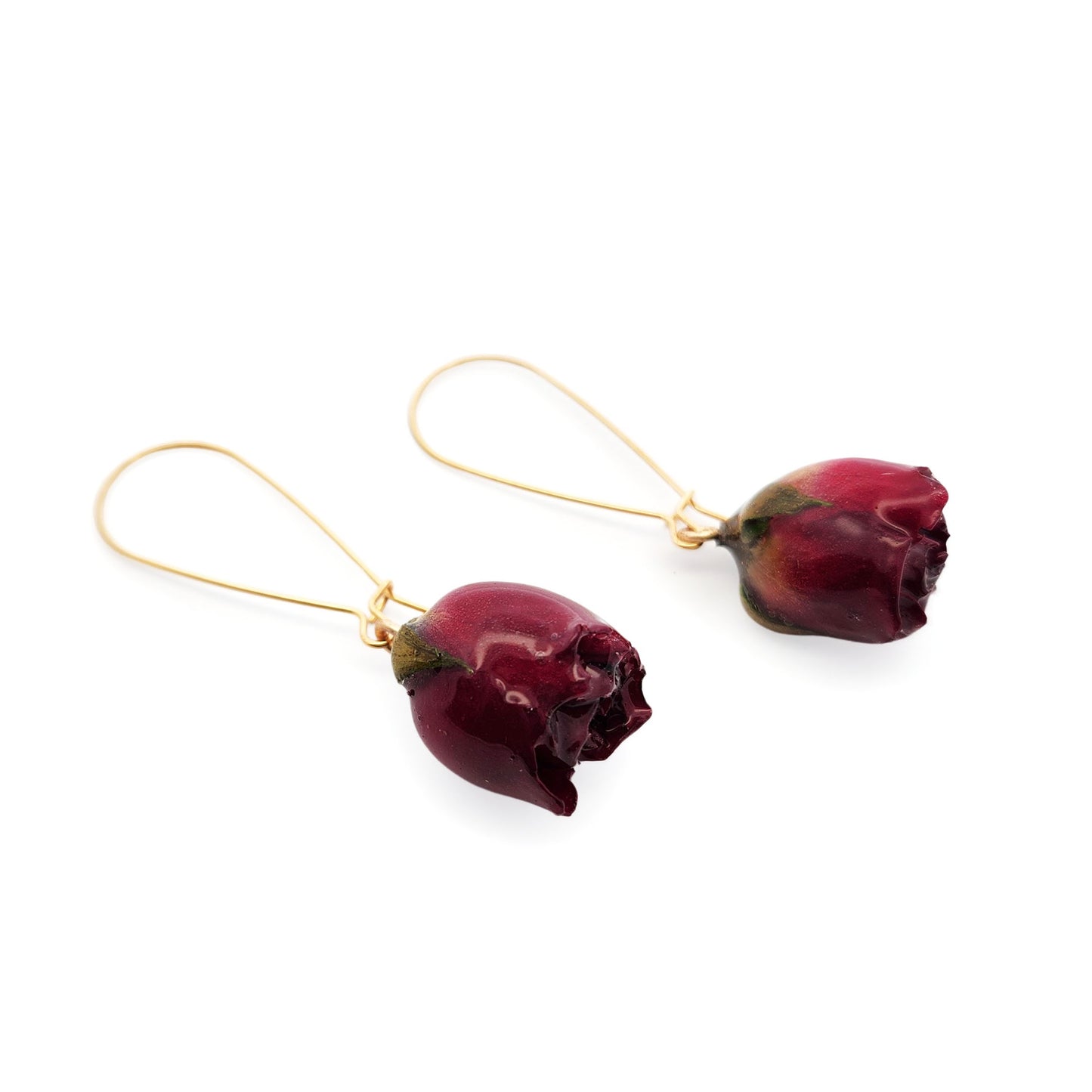 Medium Red Rose Drop Earrings