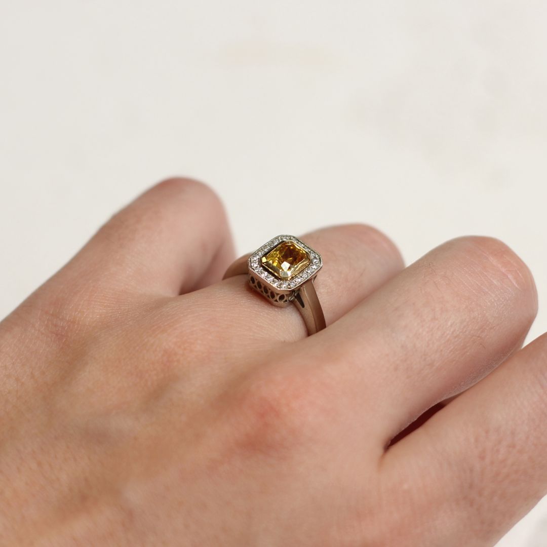 Yellow Sapphire Halo Ring